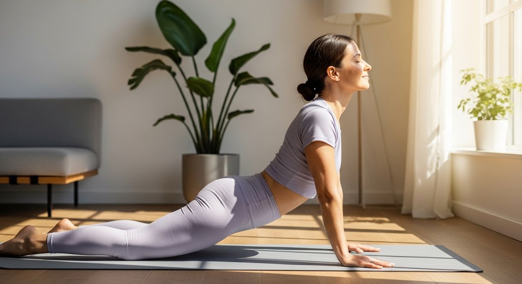 Eine Frau praktiziert Yoga für die Wirbelsäule und führt die Katze-Kuh-Übung aus.