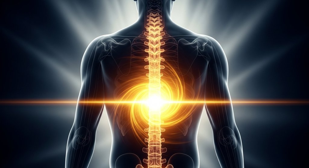 Eine Person mit einem leuchtenden Solarplexus-Chakra, das persönliche Kraft symbolisiert.