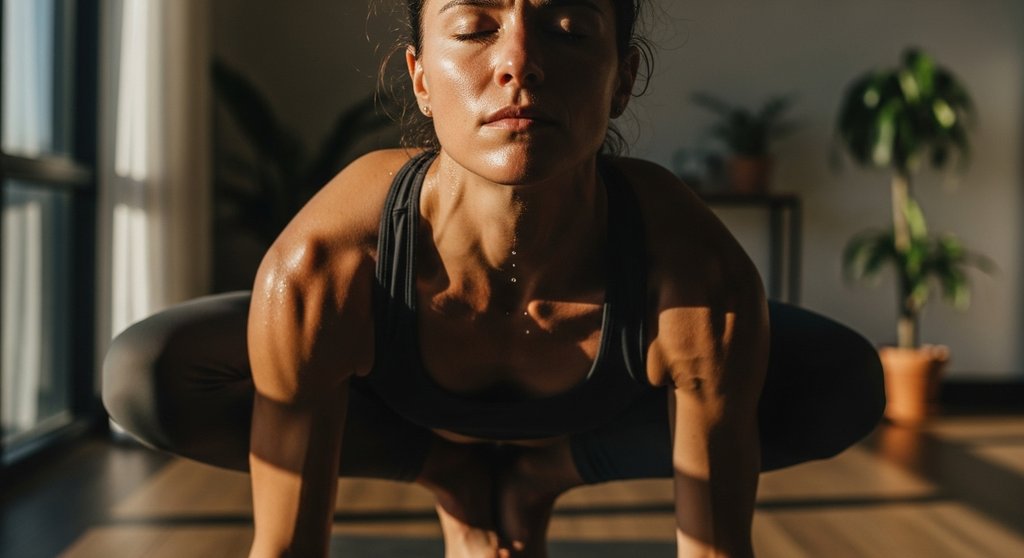 Eine Person praktiziert konzentriert die Ujjayi Atmung für innere Ruhe.