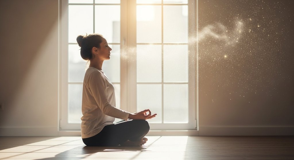 Eine Person praktiziert Pranayama Techniken für mehr Energie und Ruhe.