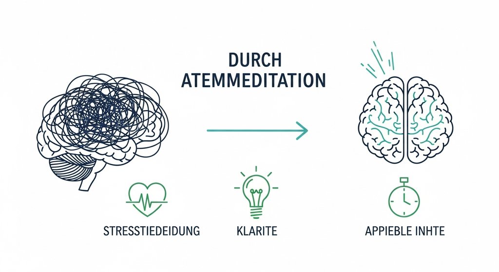 Infografik zu den Vorteilen der Atemmeditation für Gehirn und Körper.