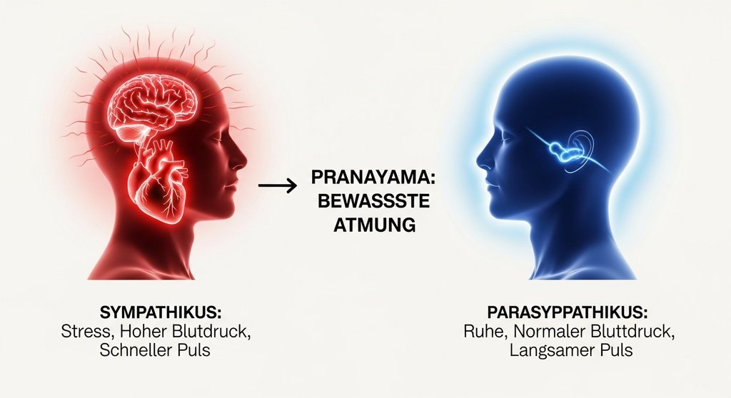 Infografik zur Wirkung von Pranayama auf das vegetative Nervensystem.