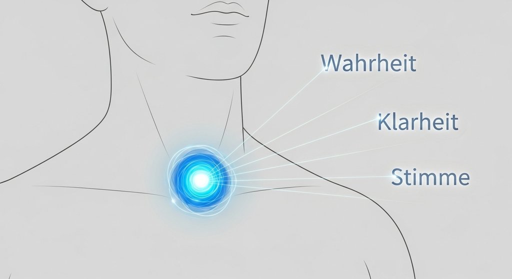 Infografik zur Wirkungsweise von Affirmationen auf das Halschakra.