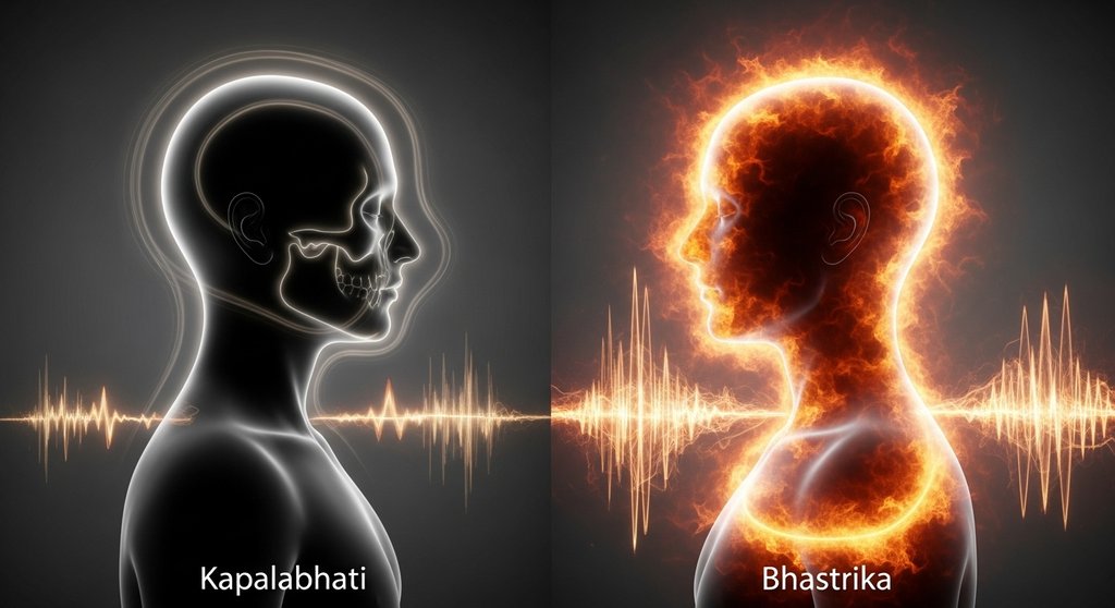 Vergleich der Yoga-Atemtechniken Kapalabhati und Bhastrika. Vergleich der Yoga-Atemtechniken Kapalabhati und Bhastrika.