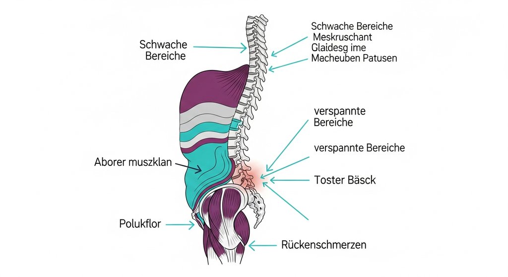 Infografik zur Funktion der Rumpfmuskulatur bei der Stabilisierung des Rückens.